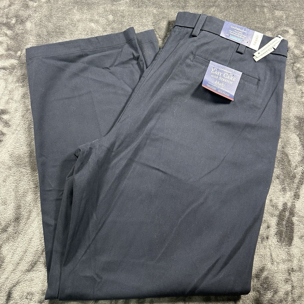 Croft & Barrow Classic Fit Khaki Men's 40x32 Easy Care with Stretch Pants Blue